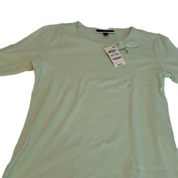 Karen Scott Petite Small Calm Aloe Green Top Pullover Bow NWT - Picture 6 of 9